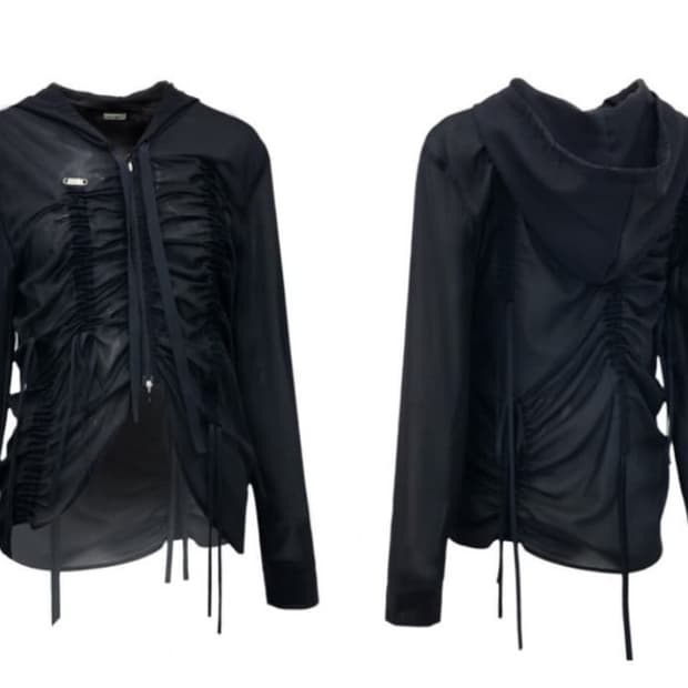 Nache Shirring Chiffon Hoodie Zip-Up