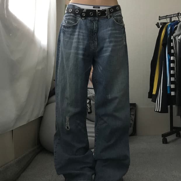 게스 와이드핏 데님팬츠