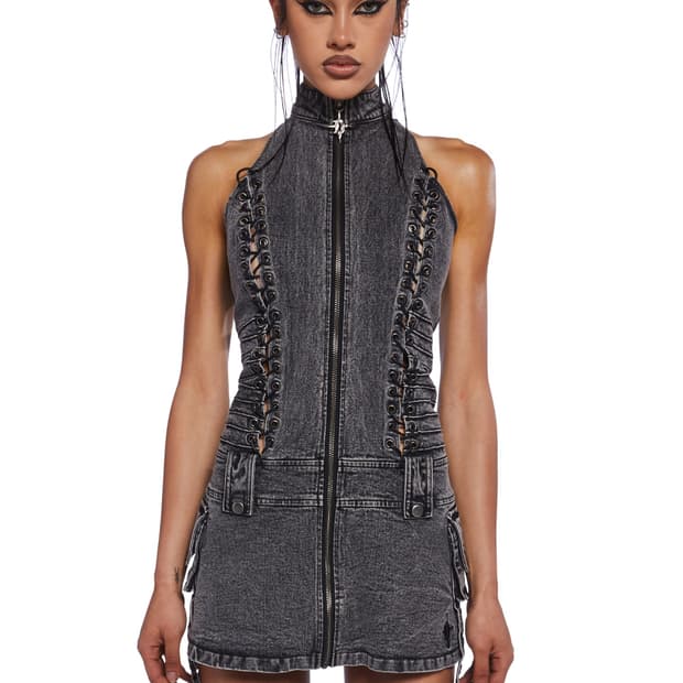 Dolls kill 돌스킬 레이스업 카고 미니 드레스 