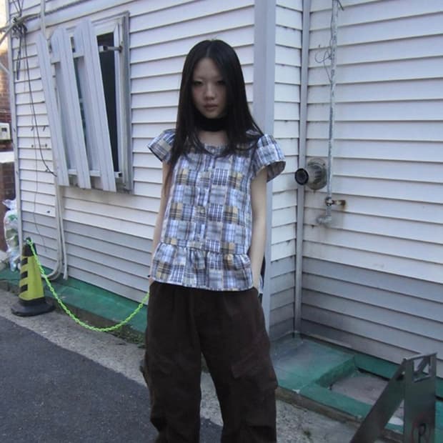 mori Check  blouse