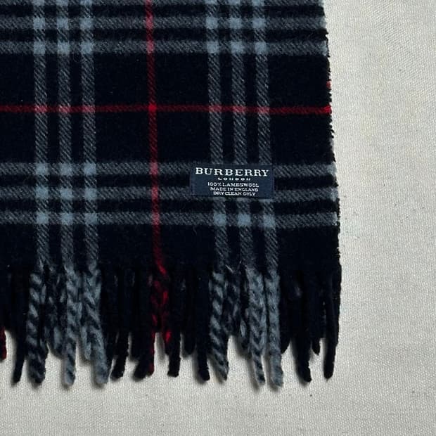 OS 버버리 네이비 노바체크 램스울 머플러