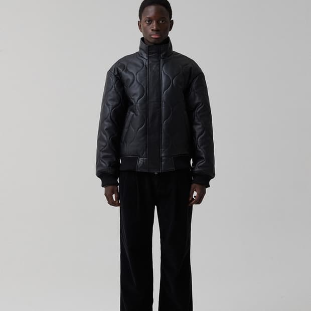 [2]파브레가 포터리 퀄팅 하이넥 레더 자켓