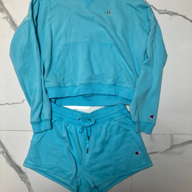 챔피온 아쿠아 블루 미듐 여름용 프렌치테리 쭈리면 셋업 
