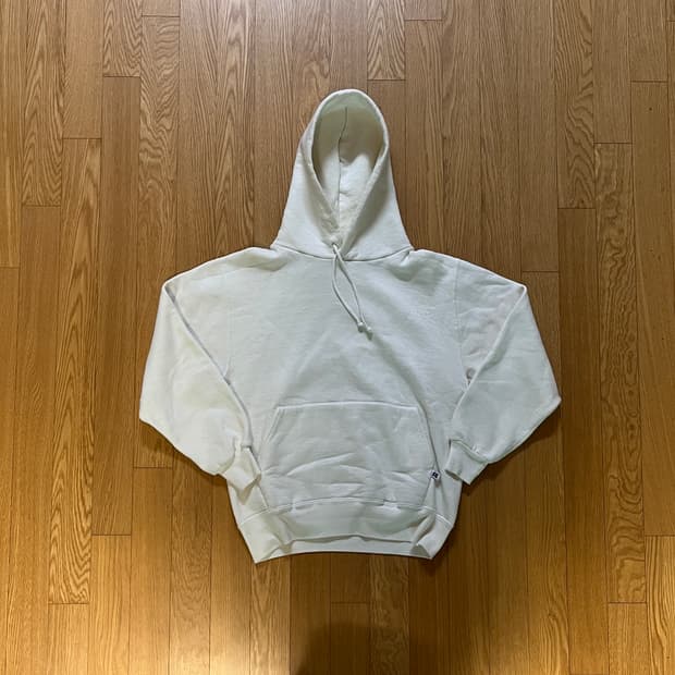 [M] 90s USA 빈티지 러셀 후드 화이트