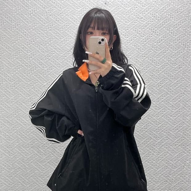 아디다스 올드스쿨 레트로 00s 오렌지 바람막이 자켓 110 C10894