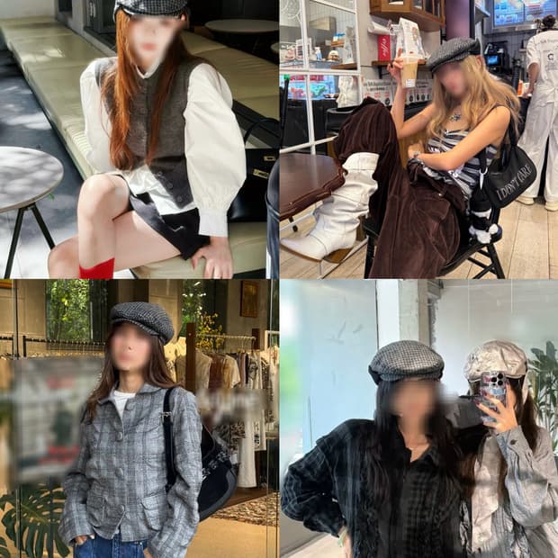 제비체크 오픈와이와이 해리스 트위드 바이시클 폴더블 이어 플랩스 볼캡 