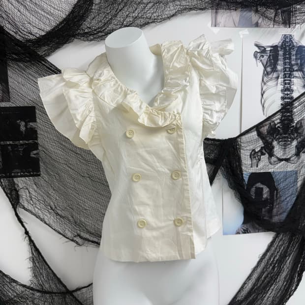 Frill detailed beige blouse