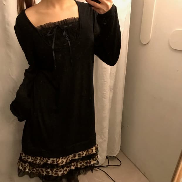 JPN Vintage 고스 고딕 공겜여주 레오파드 원피스