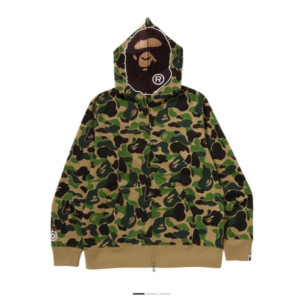베이프 ABC 카모 세컨드 에이프 풀 집 후드 그린