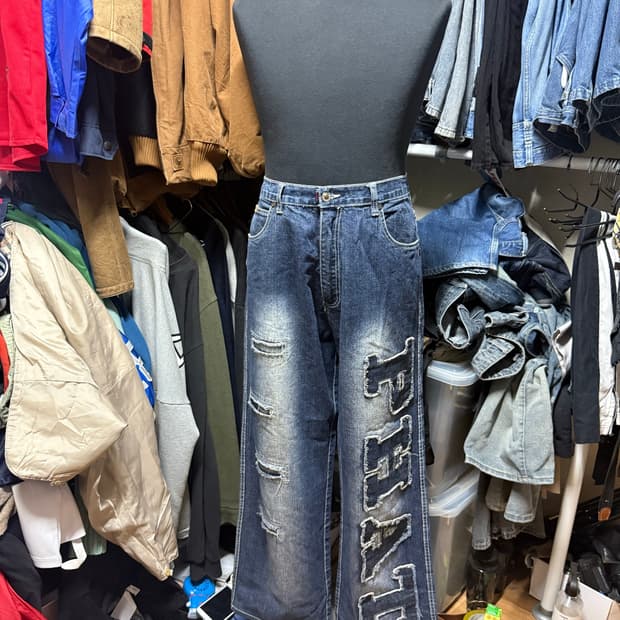 [36] 90s 팻팜 빅로고 와이드 데님팬츠