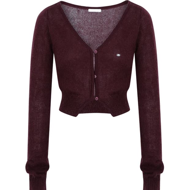 Pale jade Hairy Button Point Knit Cardi