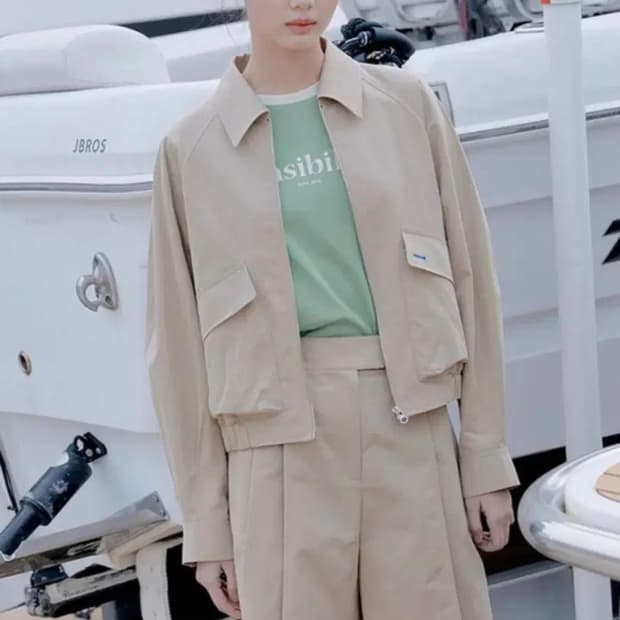 구호플러스 빅포켓 집업 점퍼 베이지