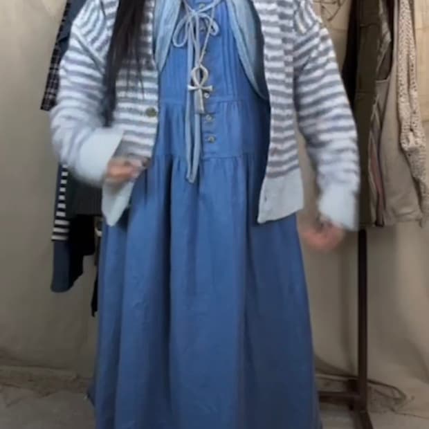 모리 청 데님원피스 코디셋 비아 키루