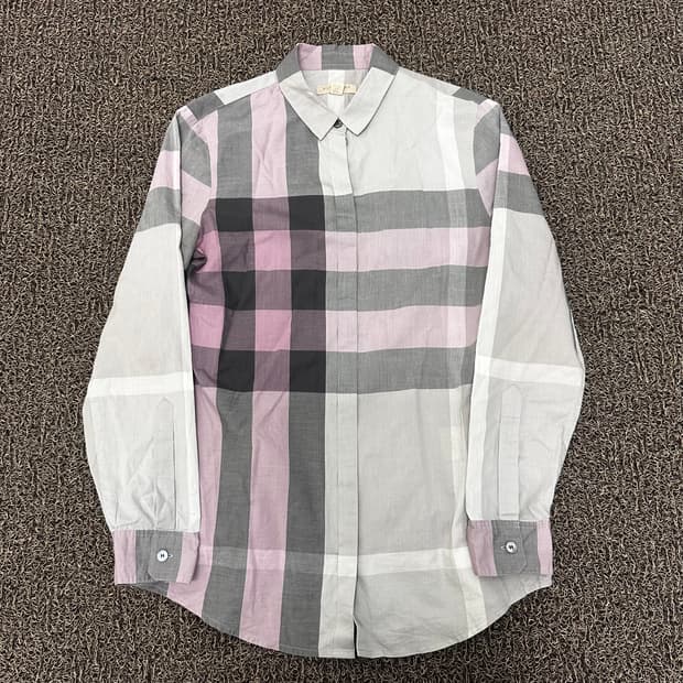 버버리 여성 체크 긴팔 셔츠 2XS