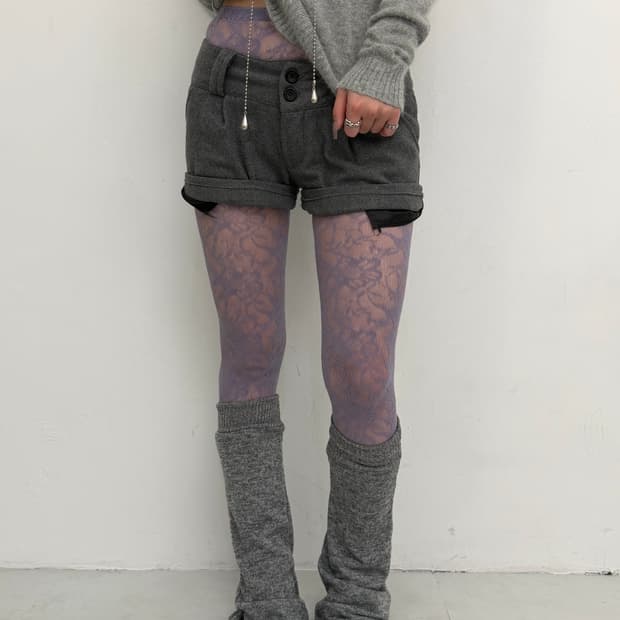 그레이 니트 핀턱 반바지 