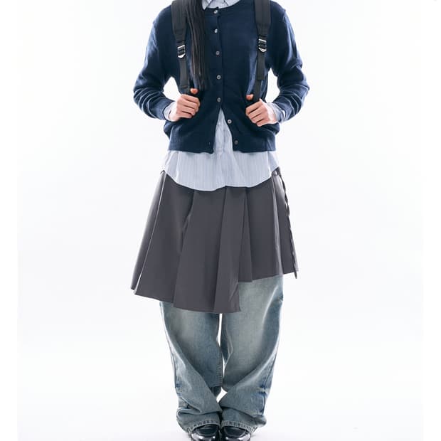 라우코 하우스 플리츠 랩 레이어드 스커트