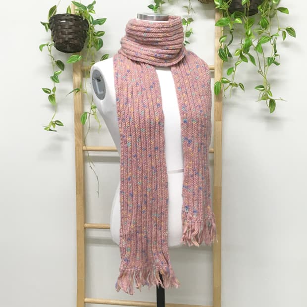 JPN/ 핑크색뜨개목도리 별사탕목도리 모리걸목도리 모리룩머플러