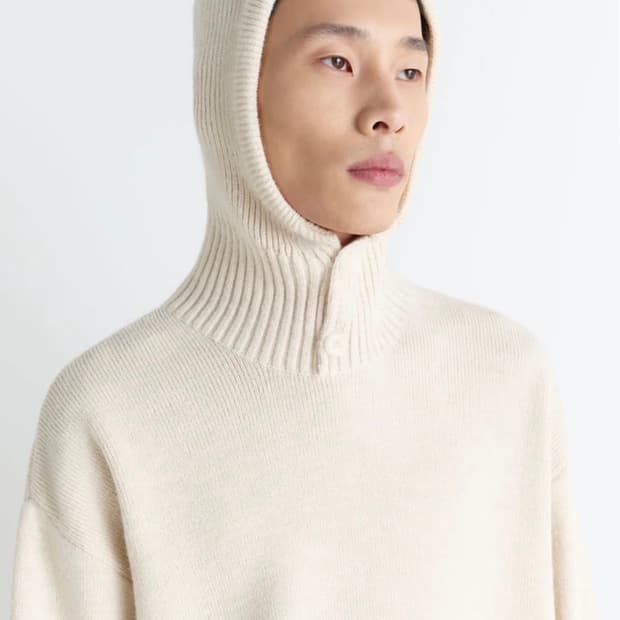 (S,M) 르메르 알파카 울 후드 스웨터 라이트크림