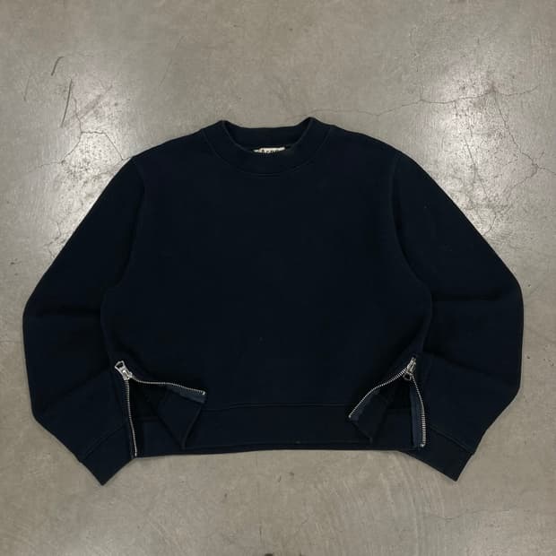 아크네 스튜디오 블랙 컬러 사이드 짚 맨투맨