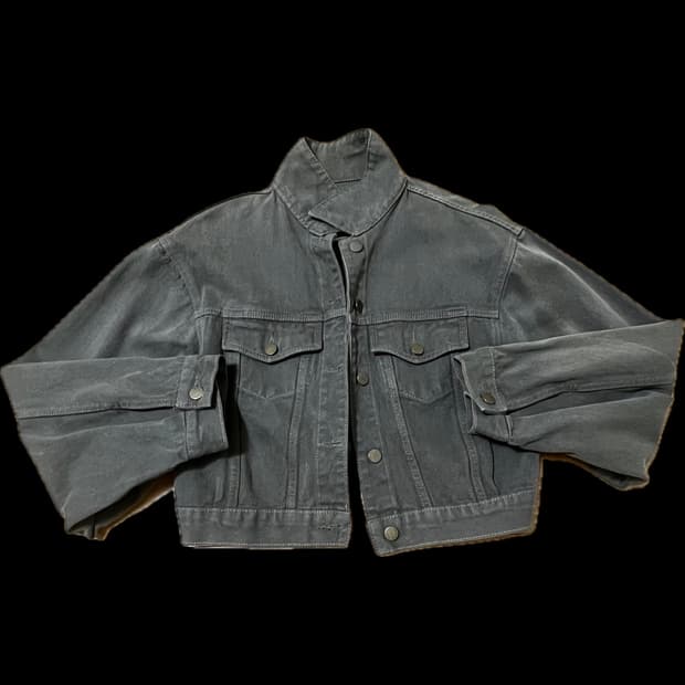 카키 데님 크롭 트러커 자켓