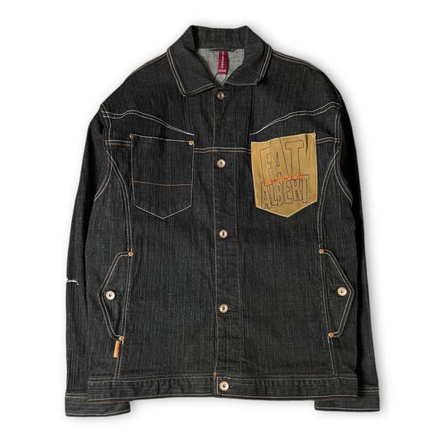 플래티넘 후부 팻알버트 흑청 데님 셔츠 자켓 105