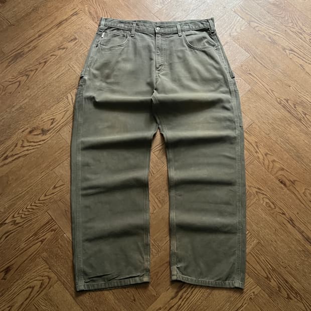 [36]칼하트 USA 더티워싱 모스그린 카펜터 워크 팬츠 M1