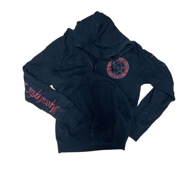 y2k punk hoodie zipup navy