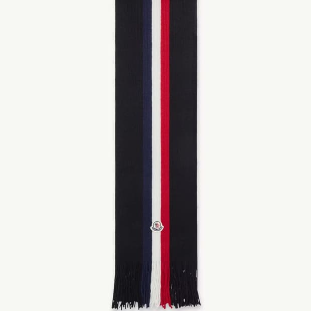 25FW몽클레어 트리 컬러 울 머플러 블랙 미개봉