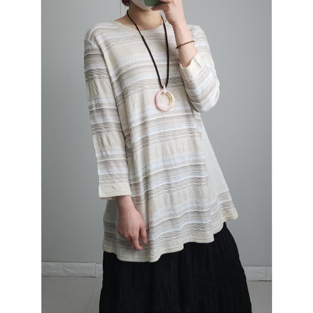 패턴 에스닉 롱 탑