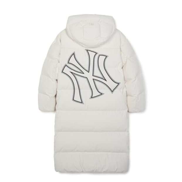 MLB 베이직 메가로고 후드 롱패딩 화이트 라지