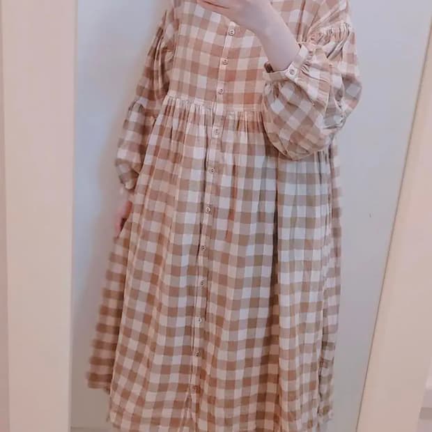 일본빈티지 samansa mos2 체크 원피스 모리걸 베이비돌