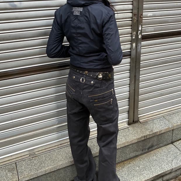 30)Lee 빈티지 지퍼 신치백 디테일 네이비 코튼 팬츠