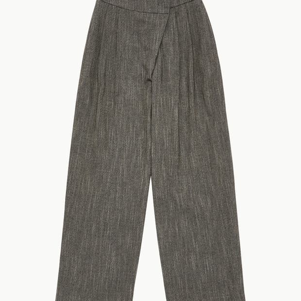 아모멘토 트위드 투 턱 와이드 팬츠 차콜 24FW