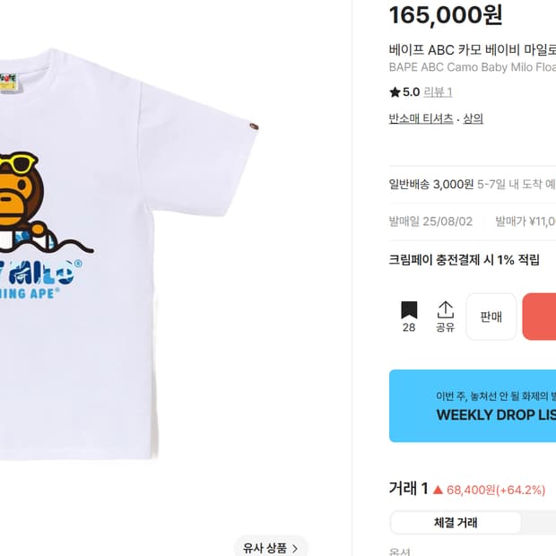 베이비 마일로 플로트 썸머 티셔츠 블랙 xl