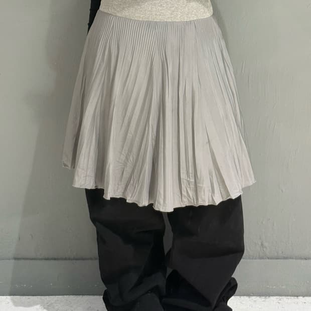 banding detail pleats skirt