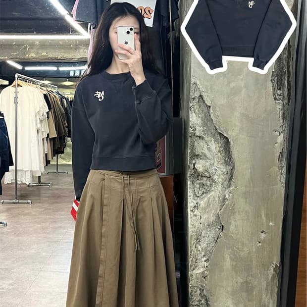 마리떼 프랑소와저버 크롭 맨투맨 차콜 M #csz4053