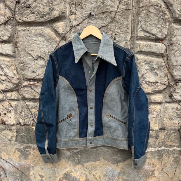 Rare!! 70s lee 빈티지 리버시블 팔콘지퍼 웨스턴 데님 자켓l