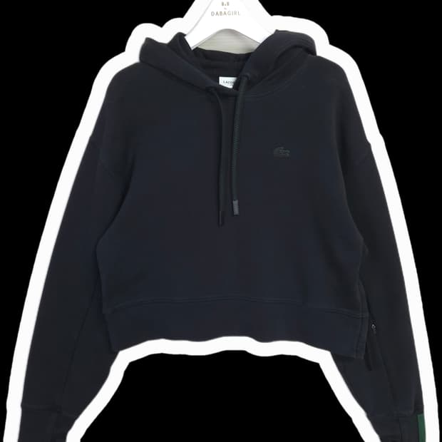 여 55 라코스테 A급 크롭 후드티셔츠 
