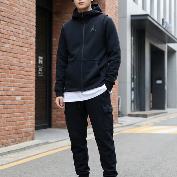 조던 넥&핸드 블랙 후드집업_S