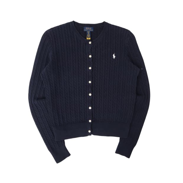 폴로 랄프로렌 네이비 코튼 케이블 니트 가디건