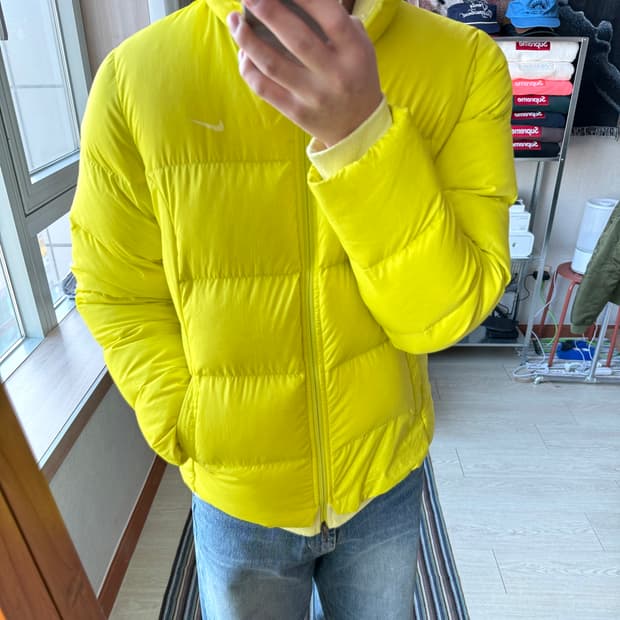 나이키 라임 다운 패딩
