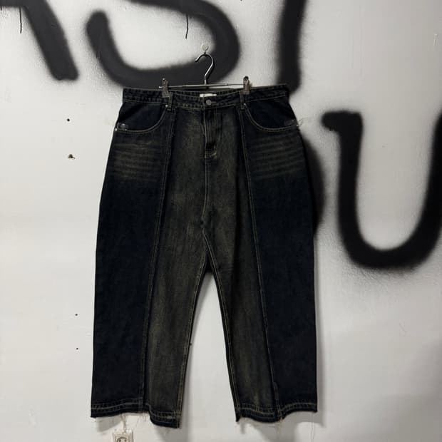 VTG 빈티지 빅사이즈 샌드워싱 디테일 와이드 데님 팬츠