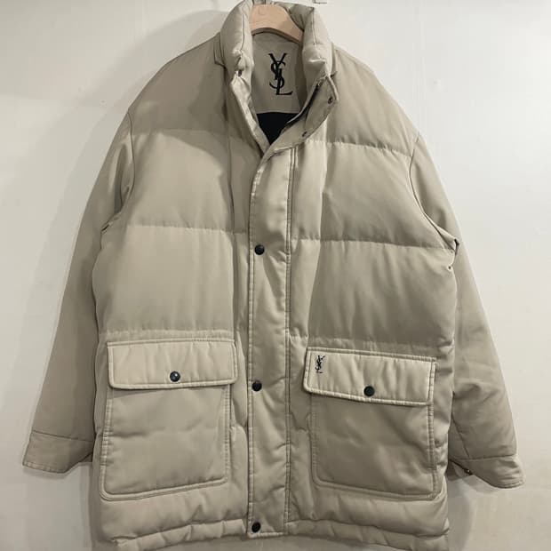 90s 입생로랑 YSL 구스다운 푸퍼 패딩 점퍼 베이지