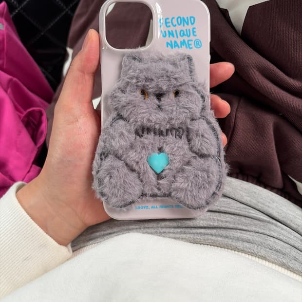 세컨드유니크네임 SUN CASE PATCH FUR CAT 휴대폰 케이스