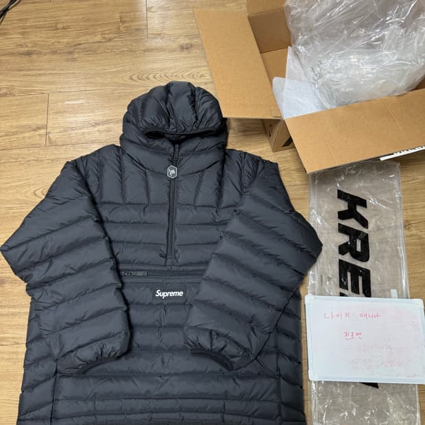 [XL]슈프림 마이크로 다운 하프 집 후드 풀오버 블랙25FW