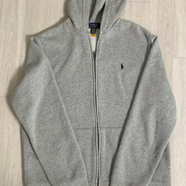 폴로 그레이 기모 후드집업