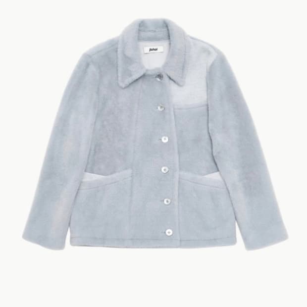 지초이 퍼 자켓 블루그레이