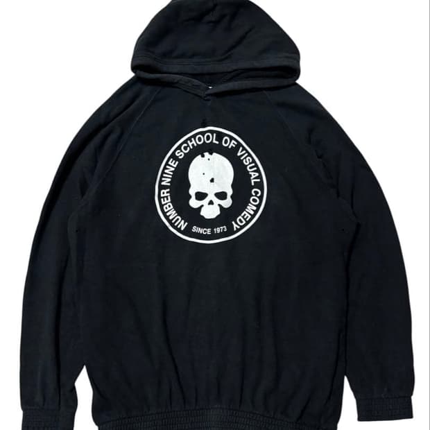 01AW 넘버나인 스쿨 오브 비주얼 코메디 후드티 블랙