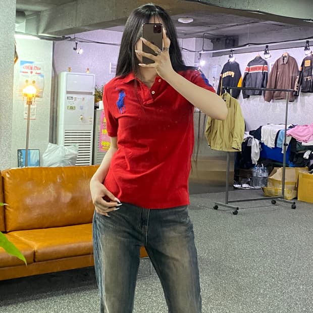 폴로 랄프로렌 빅포니 반팔 카라티 레드 B4983