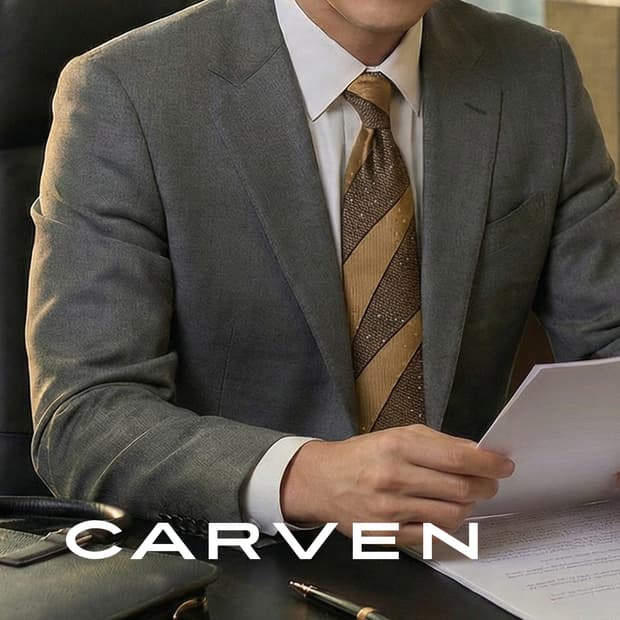 까르뱅 실크 브라운 스트라이프 넥타이 9.8cm A+등급 A19747